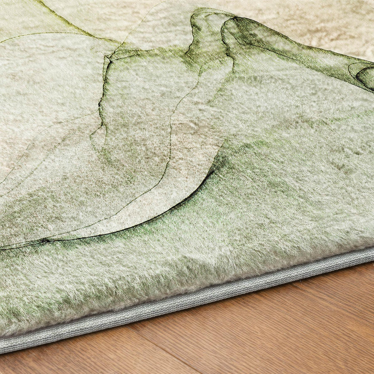10' X 14' Green And Ivory Abstract Shag Washable Area Rug With UV Protection - HomeRoots - Flyclothing LLC