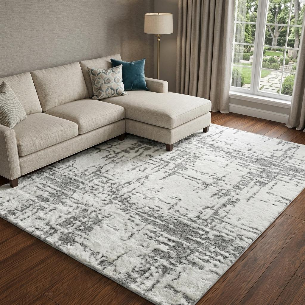 10' X 14' Green And Ivory Abstract Shag Washable Area Rug With UV Protection - HomeRoots - Flyclothing LLC