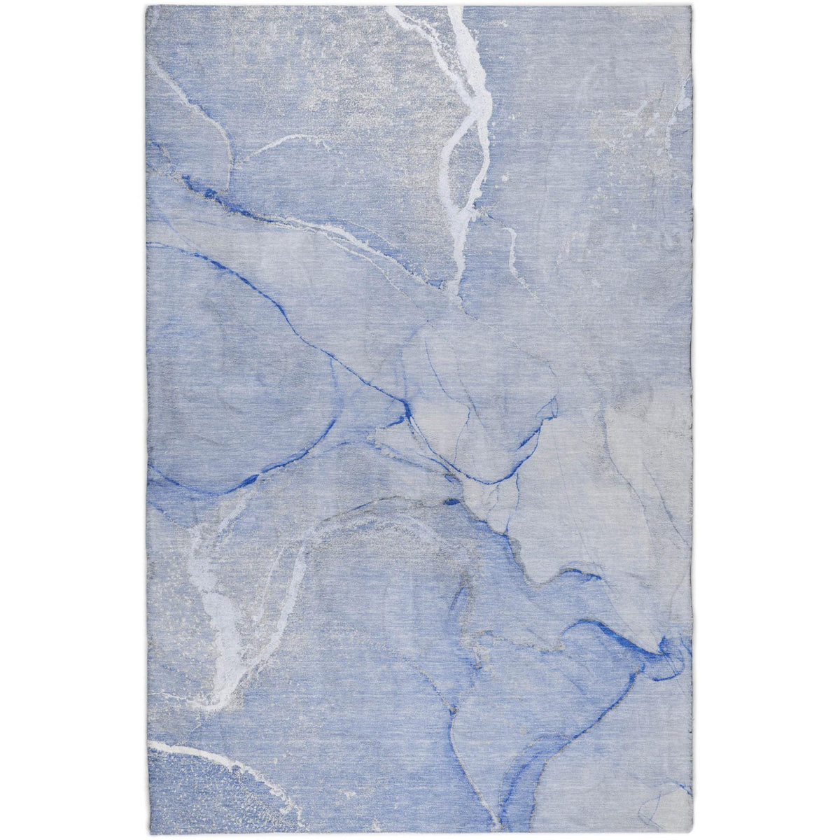 5' X 8' Blue And Denim Blue Abstract Shag Washable Area Rug With UV Protection - HomeRoots - Flyclothing LLC