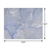 8' X 10' Blue And Denim Blue Abstract Shag Washable Area Rug With UV Protection - HomeRoots - Flyclothing LLC