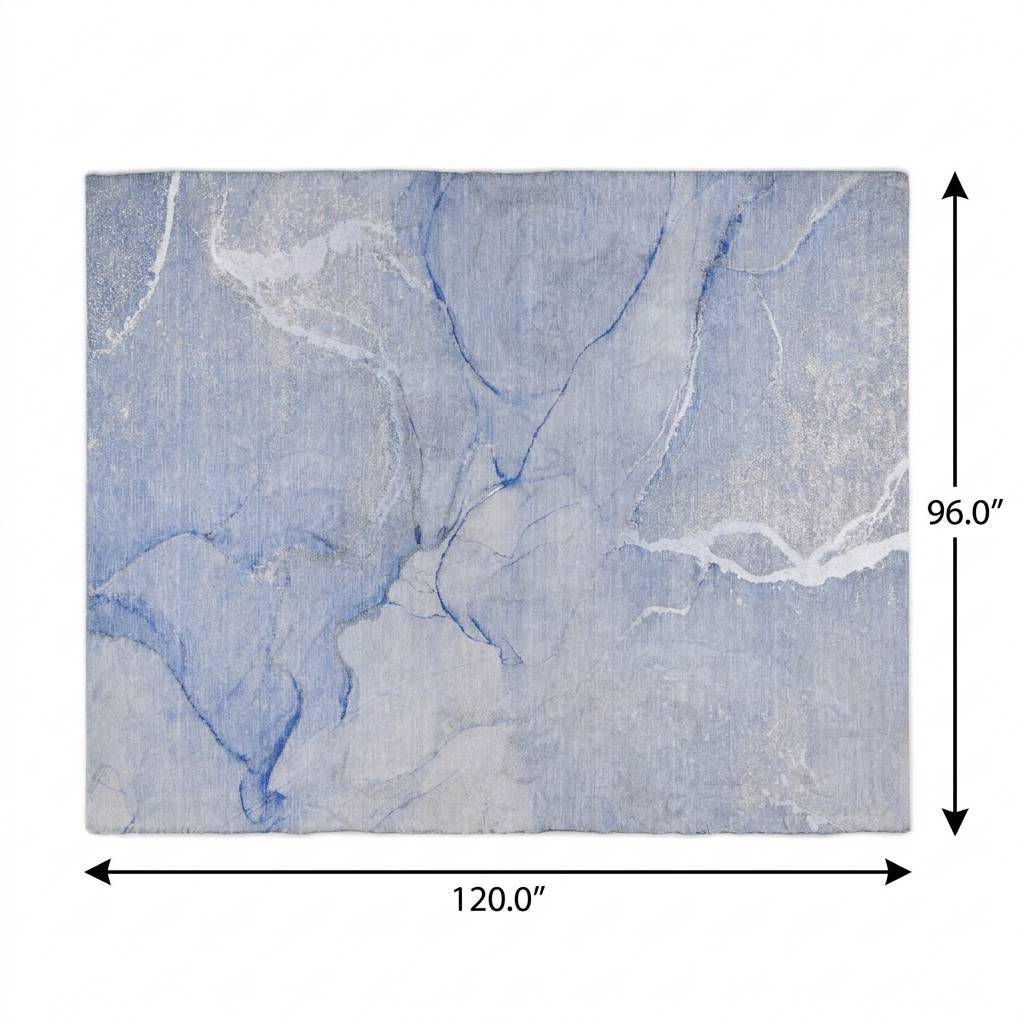 8' X 10' Blue And Denim Blue Abstract Shag Washable Area Rug With UV Protection - HomeRoots - Flyclothing LLC