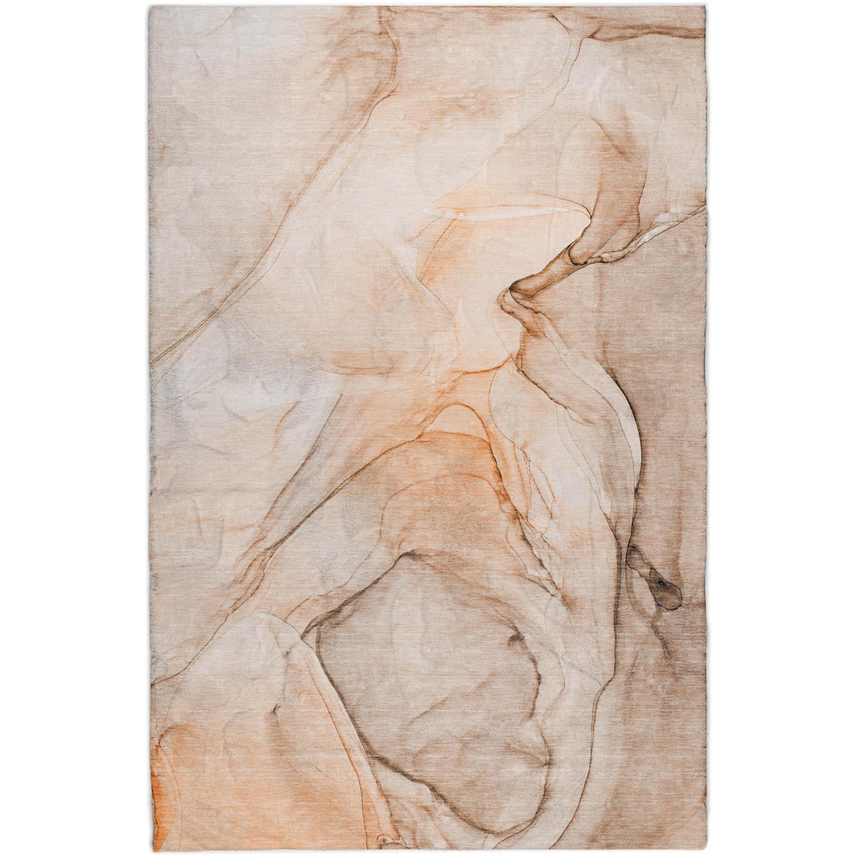 5' X 8' Orange And Peach Abstract Shag Washable Area Rug With UV Protection - HomeRoots - Flyclothing LLC