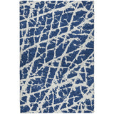 5' X 8' Navy Blue And Ivory Geometric Shag Washable Area Rug With UV Protection - HomeRoots - Flyclothing LLC