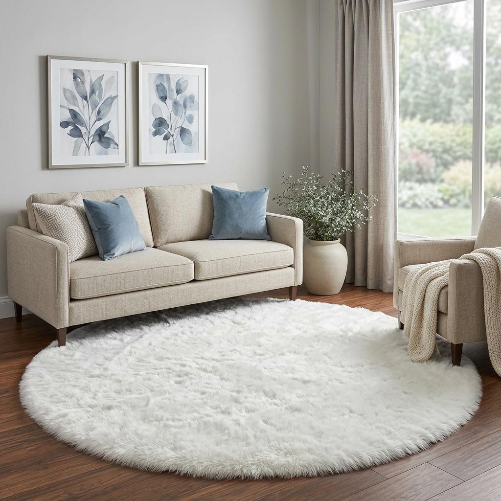 8' Orange And Peach Abstract Shag Washable Round Rug With UV Protection - HomeRoots - Flyclothing LLC