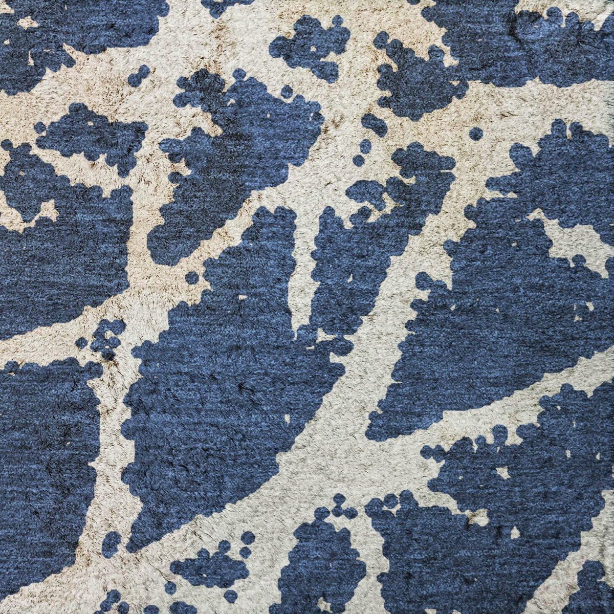 10' X 14' Navy Blue And Ivory Geometric Shag Washable Area Rug With UV Protection - HomeRoots - Flyclothing LLC