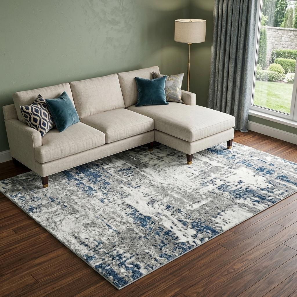 9' X 12' Gray And Charcoal Abstract Shag Washable Area Rug With UV Protection - HomeRoots - Flyclothing LLC