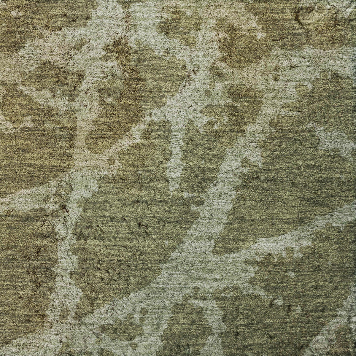 5' X 8' Olive Green And Fern Green Geometric Shag Washable Area Rug With UV Protection - HomeRoots - Flyclothing LLC