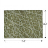 5' X 8' Olive Green And Fern Green Geometric Shag Washable Area Rug With UV Protection - HomeRoots - Flyclothing LLC