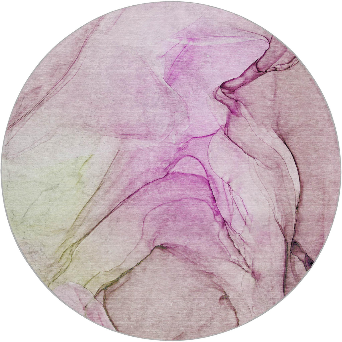 8' Pink And Purple Abstract Shag Washable Round Rug With UV Protection - HomeRoots - Flyclothing LLC