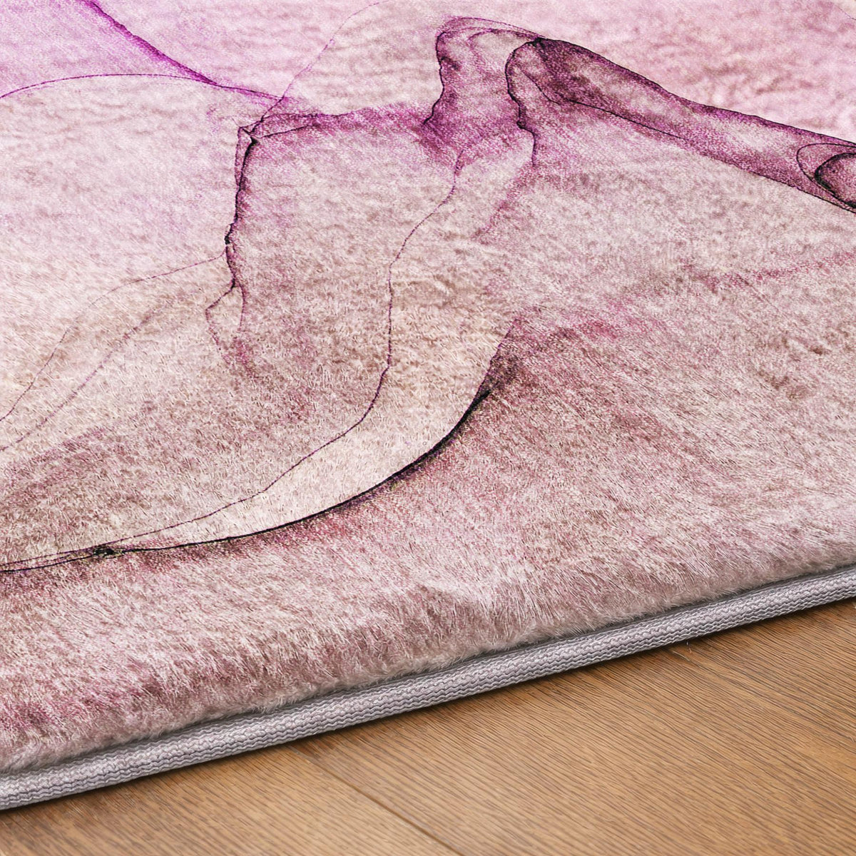 8' Pink And Purple Abstract Shag Washable Round Rug With UV Protection - HomeRoots - Flyclothing LLC
