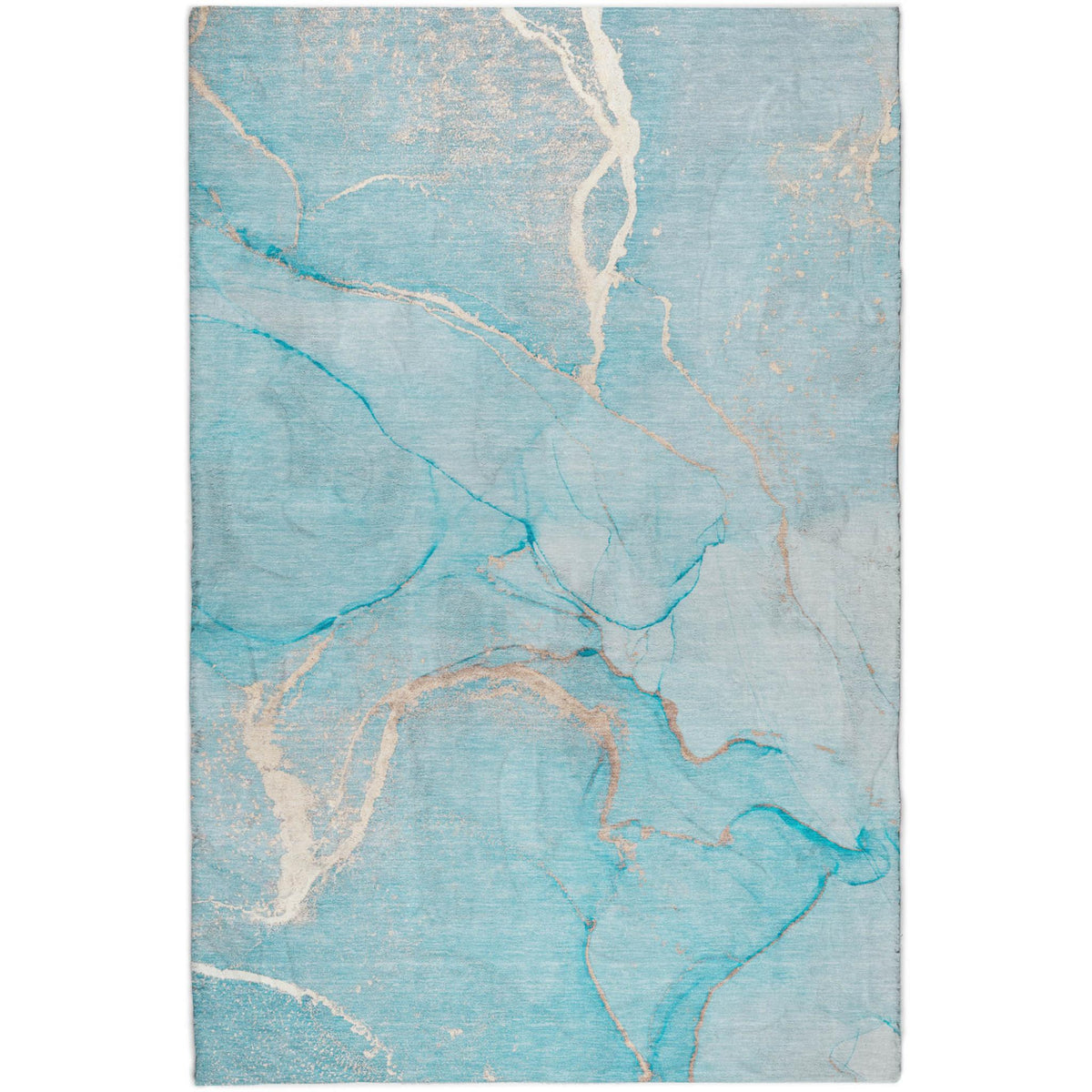3' X 5' Teal And Turquoise Abstract Shag Washable Area Rug With UV Protection - HomeRoots - Flyclothing LLC
