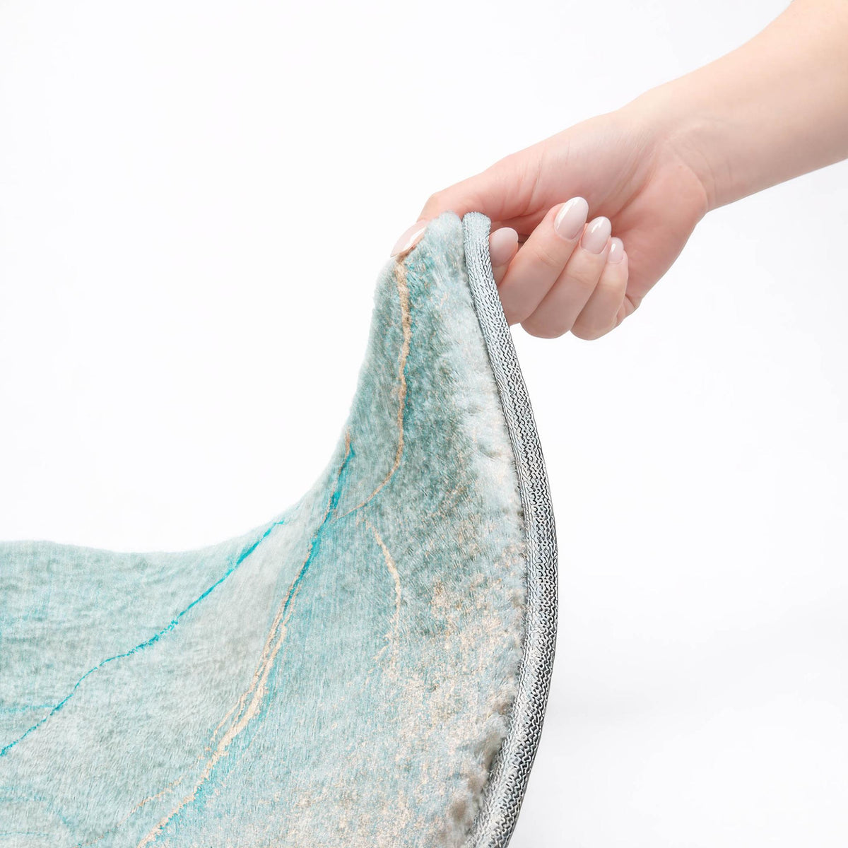 5' X 8' Teal And Turquoise Abstract Shag Washable Area Rug With UV Protection - HomeRoots - Flyclothing LLC