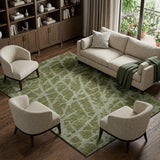 8' X 10' Olive Green And Fern Green Geometric Shag Washable Area Rug With UV Protection - HomeRoots - Flyclothing LLC