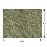 8' X 10' Olive Green And Fern Green Geometric Shag Washable Area Rug With UV Protection - HomeRoots - Flyclothing LLC