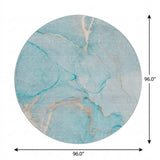 8' Teal And Turquoise Abstract Shag Washable Round Rug With UV Protection - HomeRoots - Flyclothing LLC