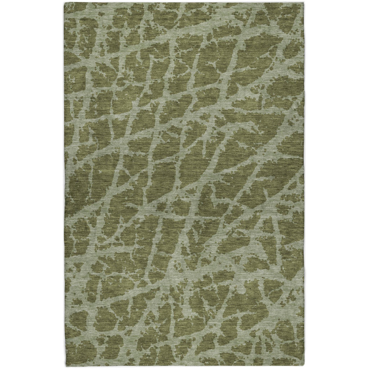 9' X 12' Olive Green And Fern Green Geometric Shag Washable Area Rug With UV Protection - HomeRoots - Flyclothing LLC