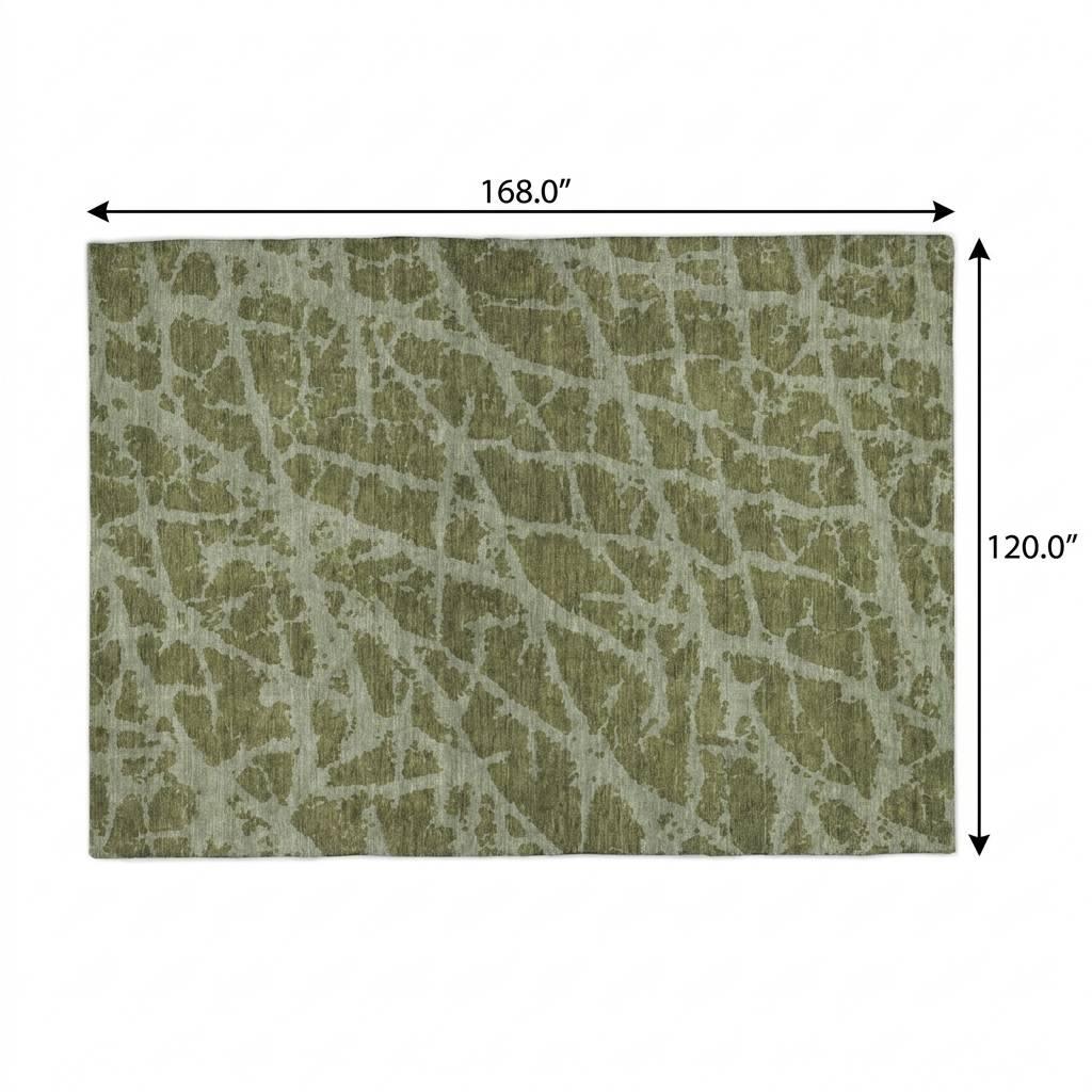 10' X 14' Olive Green And Fern Green Geometric Shag Washable Area Rug With UV Protection - HomeRoots - Flyclothing LLC