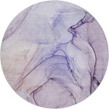 8' Purple And Ivory Abstract Shag Washable Round Rug With UV Protection - HomeRoots - Flyclothing LLC