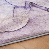 8' Purple And Ivory Abstract Shag Washable Round Rug With UV Protection - HomeRoots - Flyclothing LLC