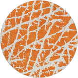 8' Orange And Ivory Geometric Shag Washable Round Rug With UV Protection - HomeRoots - Flyclothing LLC
