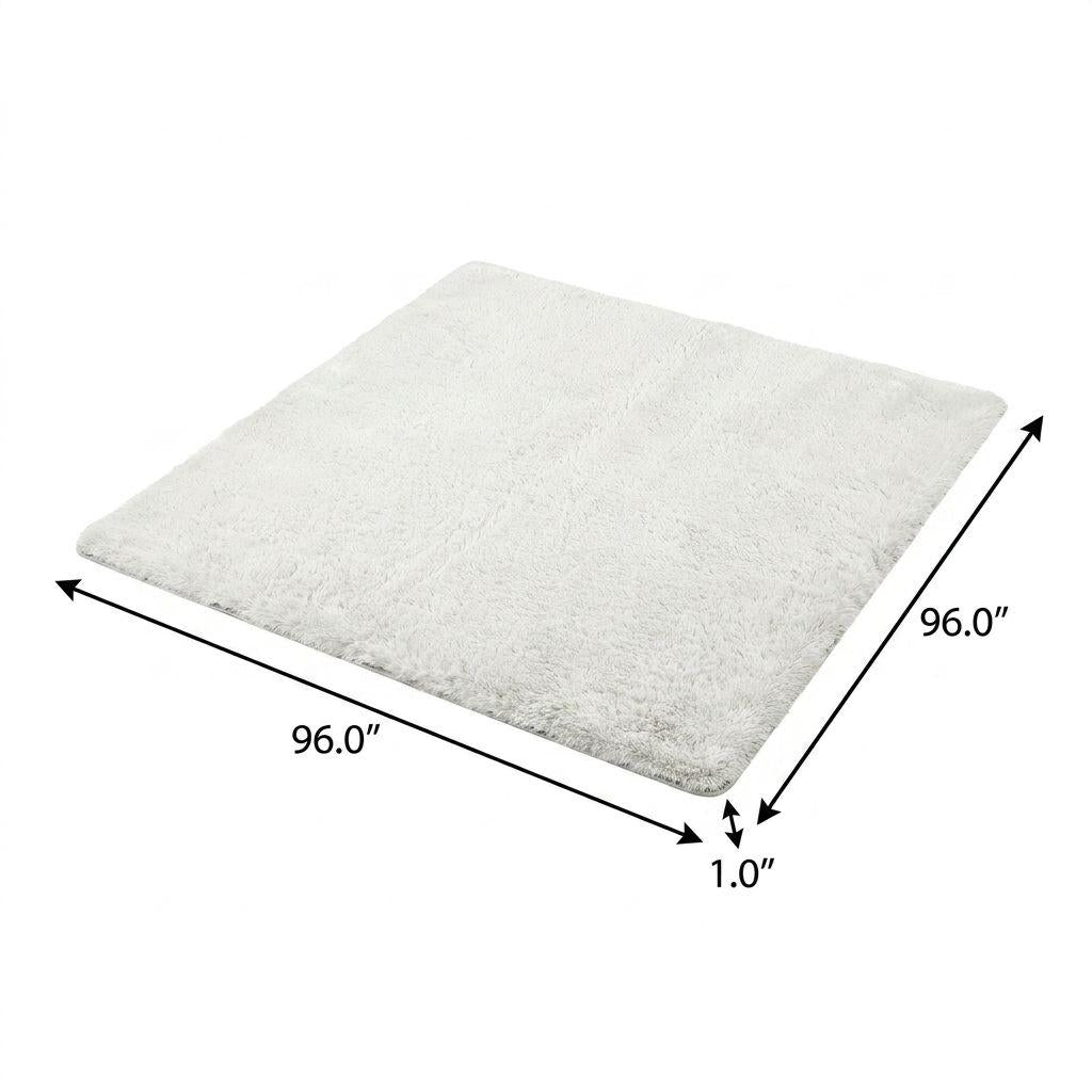 8' Orange And Ivory Geometric Shag Washable Round Rug With UV Protection - HomeRoots - Flyclothing LLC
