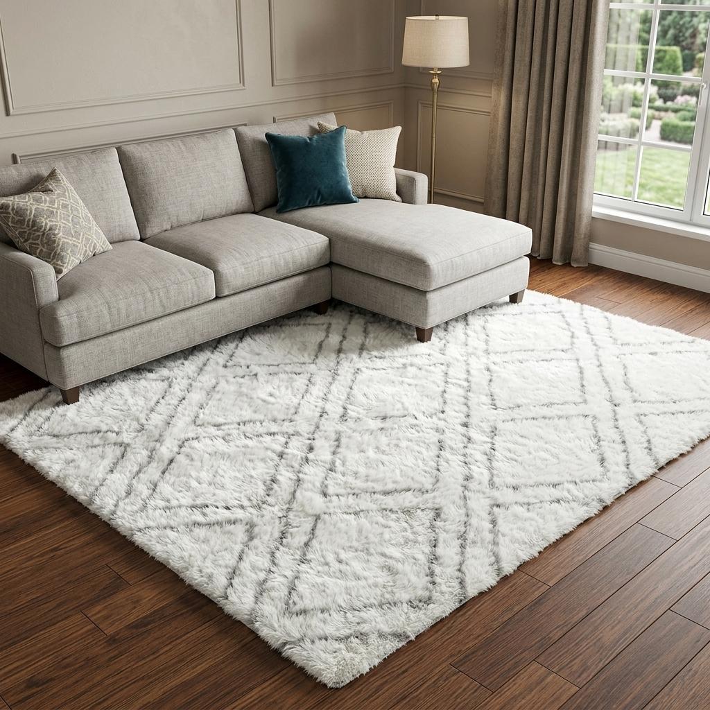 8' X 10' Orange And Ivory Geometric Shag Washable Area Rug With UV Protection - HomeRoots - Flyclothing LLC