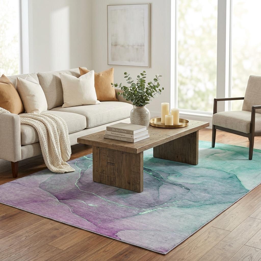 5' X 8' Green And Teal Abstract Shag Washable Area Rug With UV Protection - HomeRoots - Flyclothing LLC