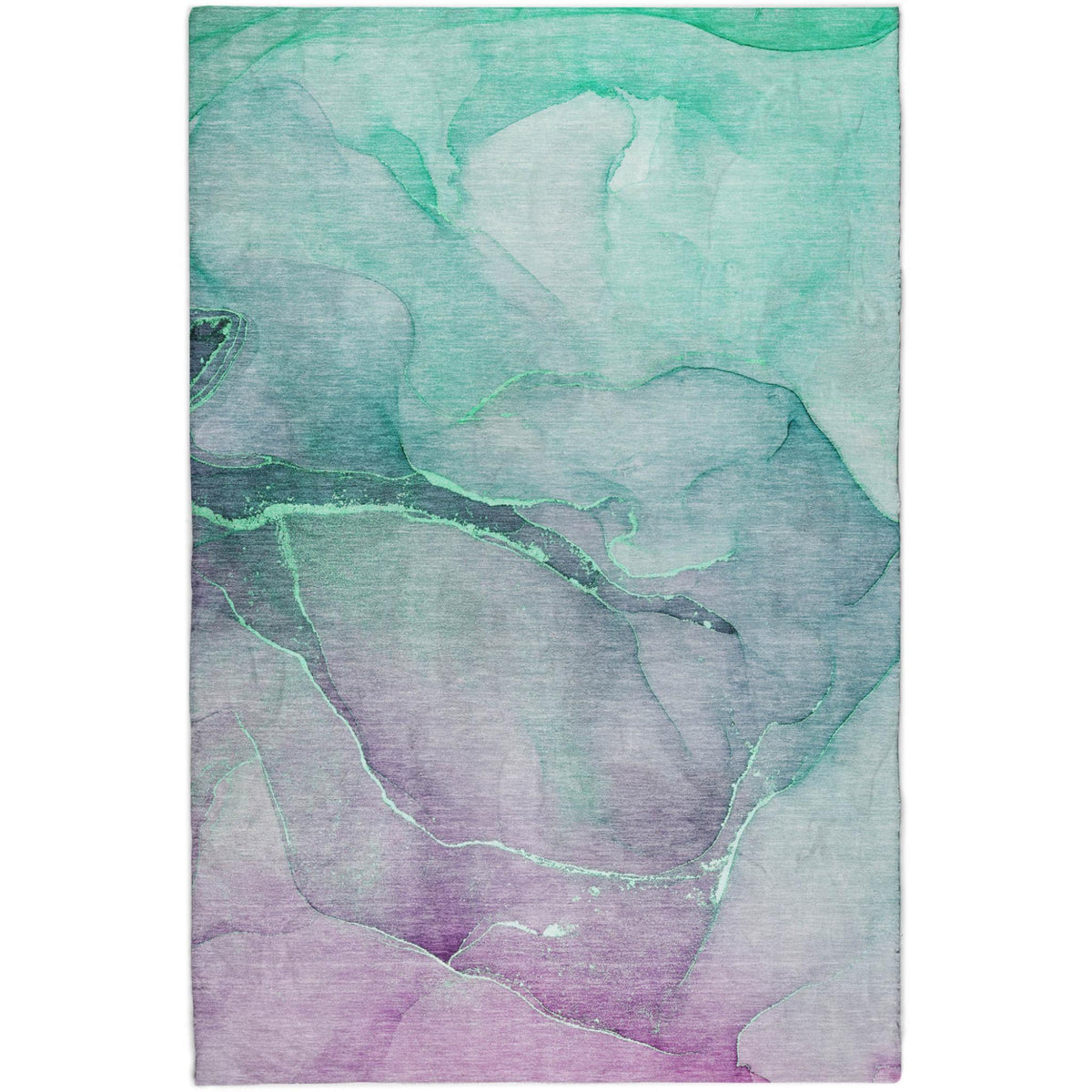5' X 8' Green And Teal Abstract Shag Washable Area Rug With UV Protection - HomeRoots - Flyclothing LLC