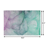 5' X 8' Green And Teal Abstract Shag Washable Area Rug With UV Protection - HomeRoots - Flyclothing LLC