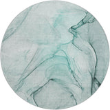 8' Teal And Ivory Abstract Shag Washable Round Rug With UV Protection - HomeRoots - Flyclothing LLC
