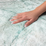 8' Teal And Ivory Abstract Shag Washable Round Rug With UV Protection - HomeRoots - Flyclothing LLC