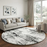 8' Teal And Ivory Abstract Shag Washable Round Rug With UV Protection - HomeRoots - Flyclothing LLC