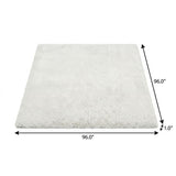 8' Teal And Ivory Abstract Shag Washable Round Rug With UV Protection - HomeRoots - Flyclothing LLC