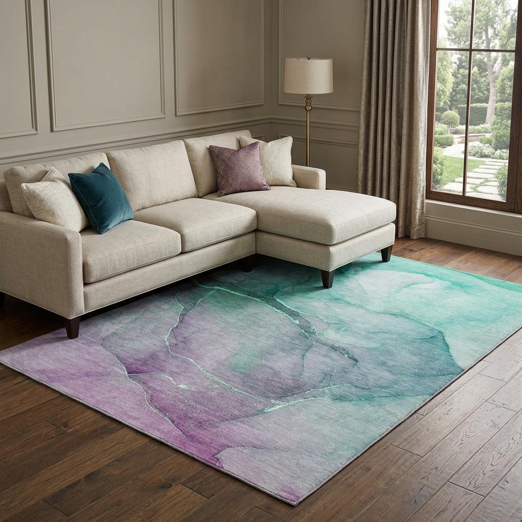 9' X 12' Green And Teal Abstract Shag Washable Area Rug With UV Protection - HomeRoots - Flyclothing LLC