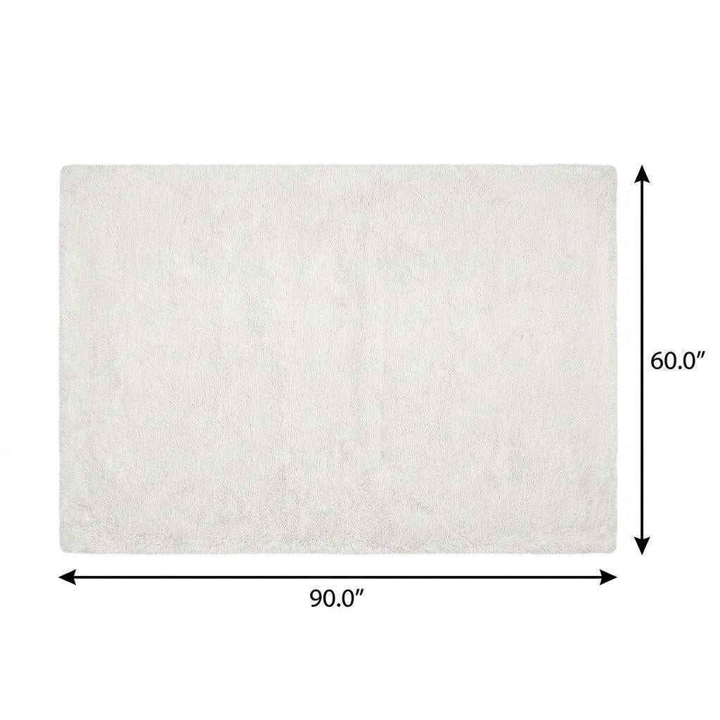 5' X 8' Peach And Ivory Geometric Shag Washable Area Rug With UV Protection - HomeRoots - Flyclothing LLC