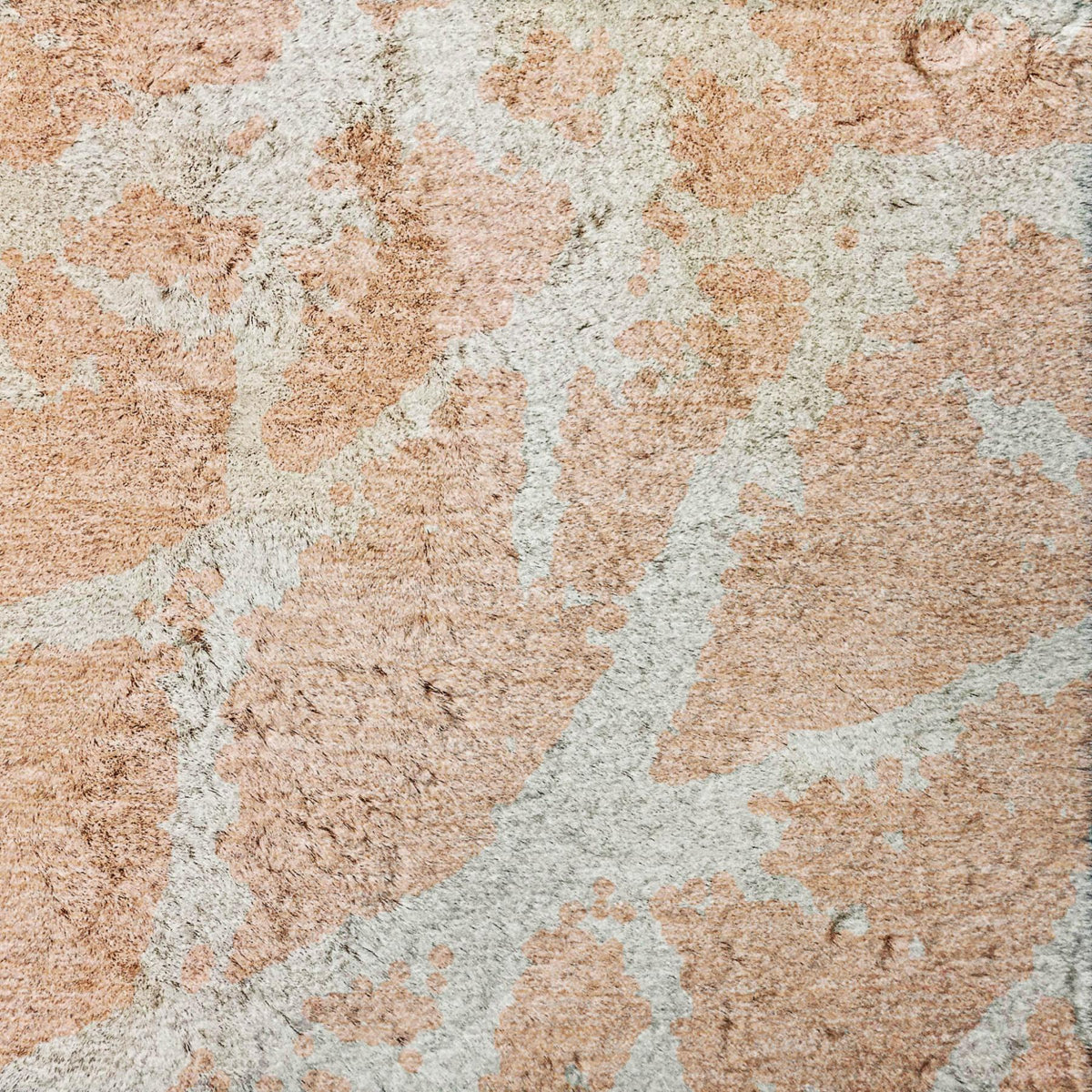 5' X 8' Peach And Ivory Geometric Shag Washable Area Rug With UV Protection - HomeRoots - Flyclothing LLC