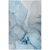 5' X 8' Blue And Denim Blue Abstract Shag Washable Area Rug With UV Protection - HomeRoots - Flyclothing LLC