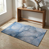 3' X 5' Blue And Navy Blue Abstract Shag Washable Area Rug With UV Protection - HomeRoots - Flyclothing LLC