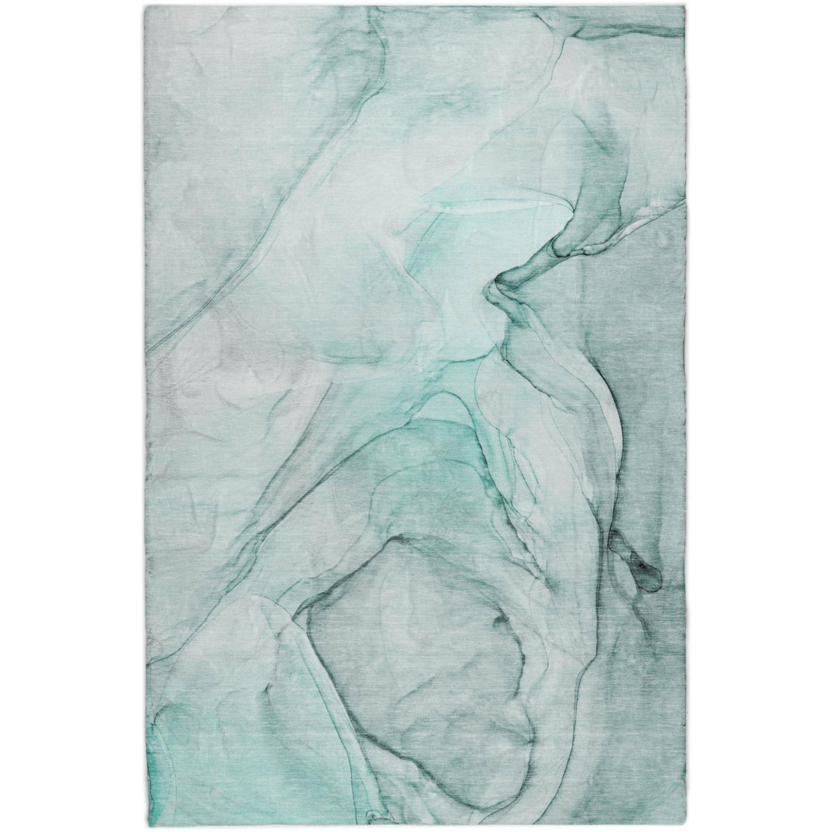 10' X 14' Teal And Ivory Abstract Shag Washable Area Rug With UV Protection - HomeRoots - Flyclothing LLC