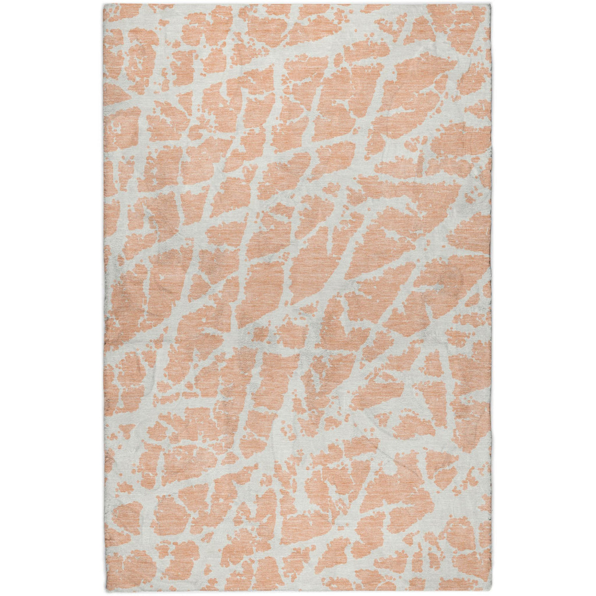 9' X 12' Peach And Ivory Geometric Shag Washable Area Rug With UV Protection - HomeRoots - Flyclothing LLC