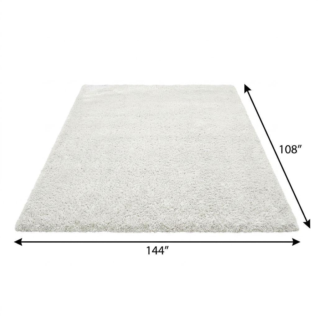 9' X 12' Peach And Ivory Geometric Shag Washable Area Rug With UV Protection - HomeRoots - Flyclothing LLC