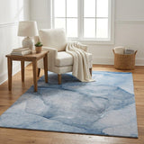 5' X 8' Blue And Navy Blue Abstract Shag Washable Area Rug With UV Protection - HomeRoots - Flyclothing LLC