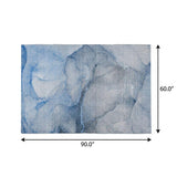 5' X 8' Blue And Navy Blue Abstract Shag Washable Area Rug With UV Protection - HomeRoots - Flyclothing LLC