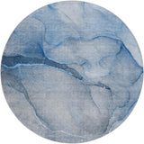 8' Blue And Navy Blue Abstract Shag Washable Round Rug With UV Protection - HomeRoots - Flyclothing LLC