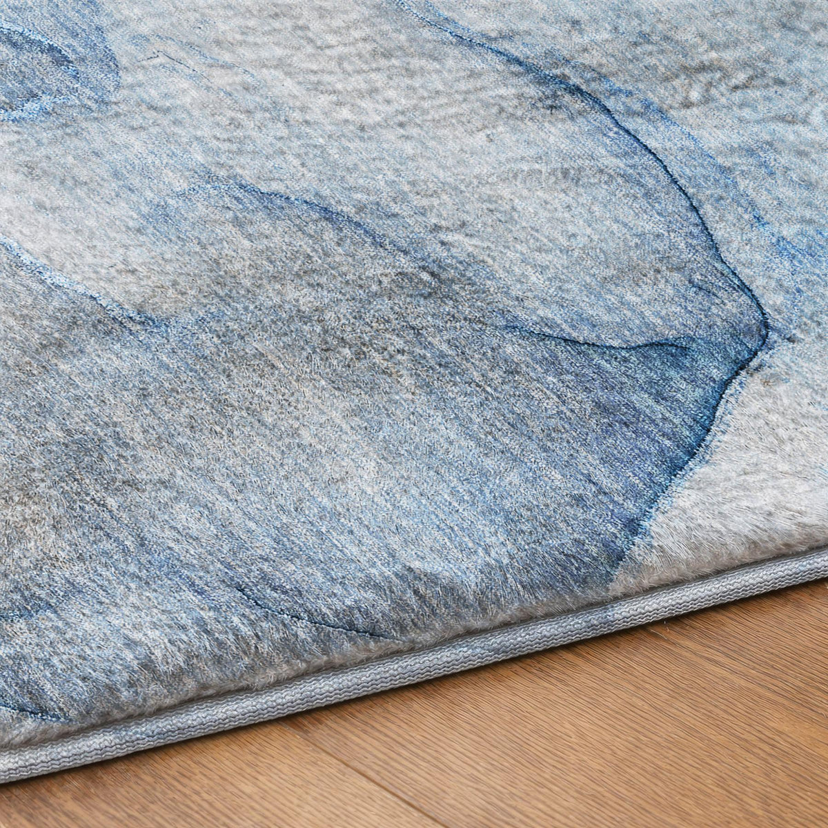 8' Blue And Navy Blue Abstract Shag Washable Round Rug With UV Protection - HomeRoots - Flyclothing LLC