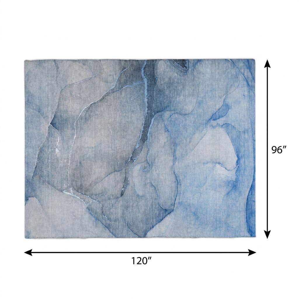 8' X 10' Blue And Navy Blue Abstract Shag Washable Area Rug With UV Protection - HomeRoots - Flyclothing LLC