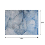 9' X 12' Blue And Navy Blue Abstract Shag Washable Area Rug With UV Protection - HomeRoots - Flyclothing LLC