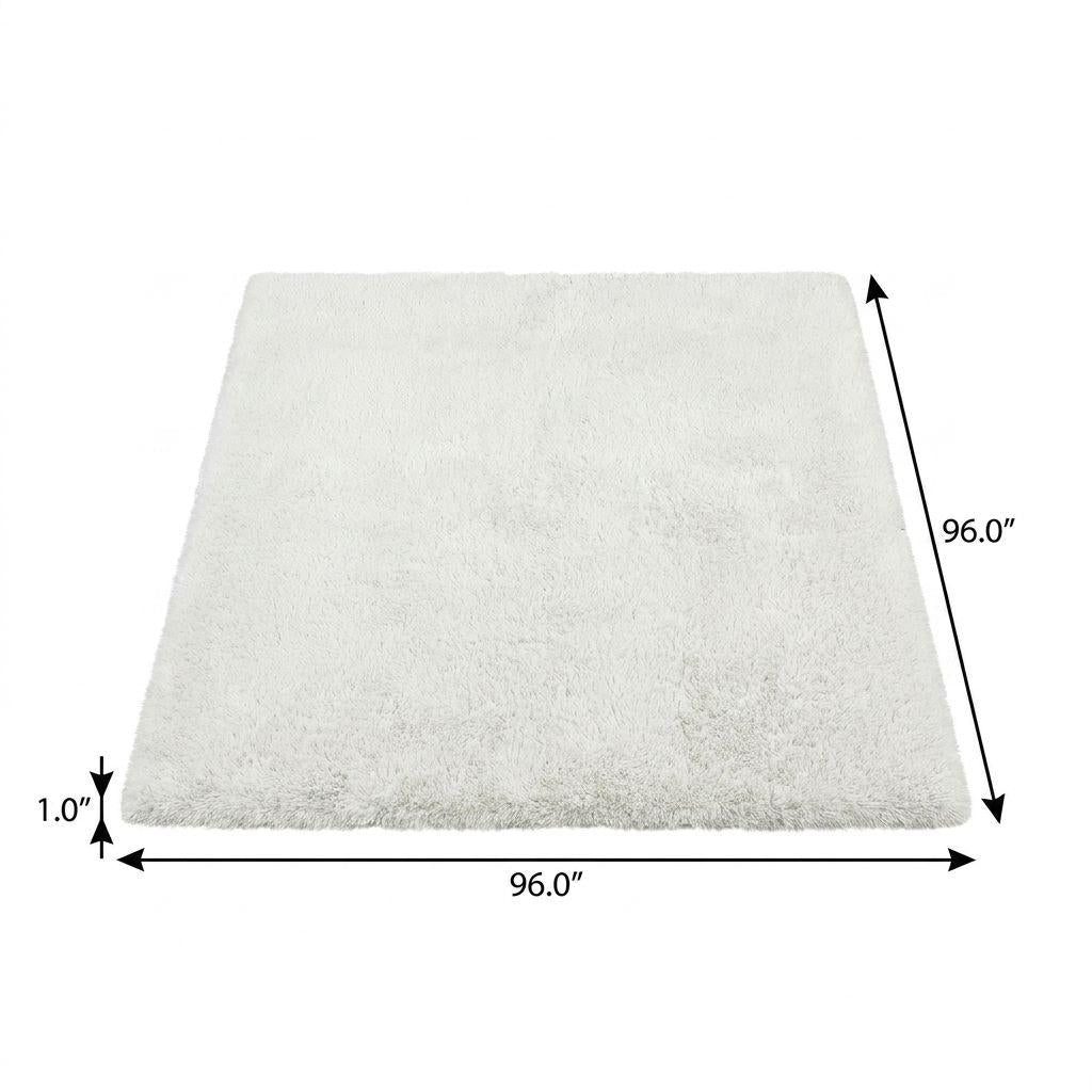 8' Pink And Ivory Geometric Shag Washable Round Rug With UV Protection - HomeRoots - Flyclothing LLC