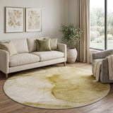 8' Beige And Ivory Abstract Shag Washable Round Rug With UV Protection - HomeRoots - Flyclothing LLC