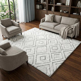 8' X 10' Pink And Ivory Geometric Shag Washable Area Rug With UV Protection - HomeRoots - Flyclothing LLC